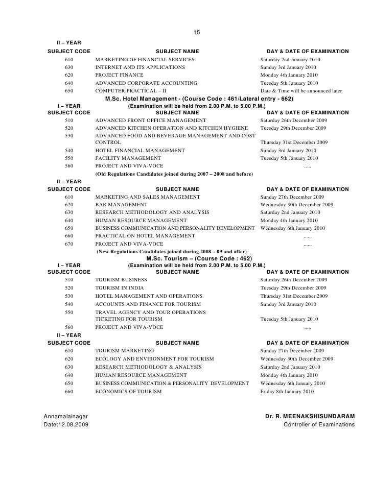 Anna University Exam Timetable 2015 Pdf